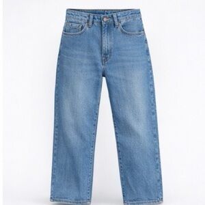 NA-KD Medium Blue Straight Leg Jeans Sz 36 Denim